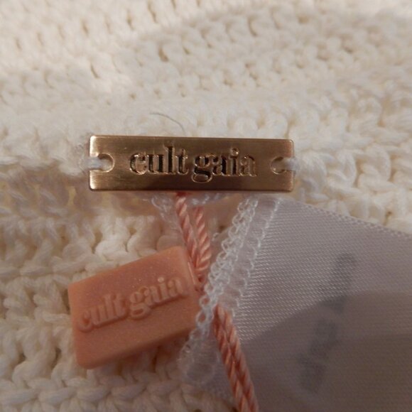 Cult Gaia Bellona Crochet Bikini Bottom Size L White Cheeky Ties Sides NEW $148 - Picture 6 of 7